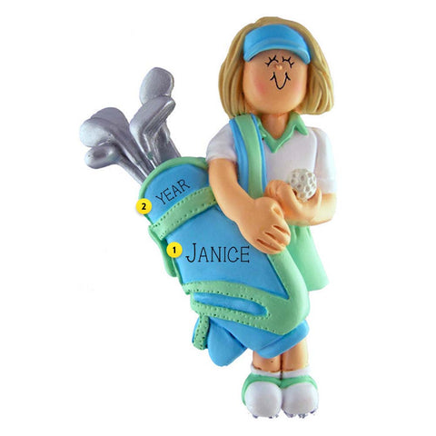 Golf Girl Blonde ornament for Christmas Tree