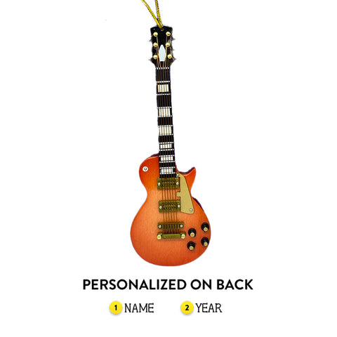Personalized Guitar Ornament that looks like a Les Paul style guitar