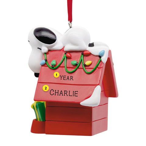 Snoopy Dog House Christmas Ornament Personalized