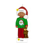 Personalized Child in Christmas pajamas ornament for African American or brown skinned girl