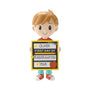 Personalized first day of school boy ornament with a name, grade, and year written on the school sign.