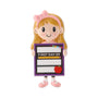 Personalized first day of school girl ornament with a child holding a school sign with blank spaces for details.