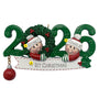 Personalized Christmas ornament with two children and '2026 1st Christmas' text, against a white background.