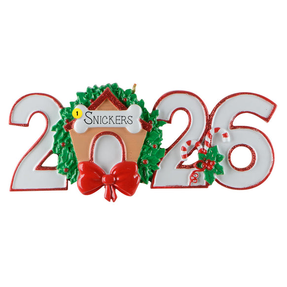 Personalized 2026 Dated Dog House Ornament