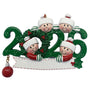 Christmas ornament with four people in Santa hats and a wreath, featuring the number '2026'.