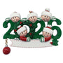 Christmas ornament with five people wearing Santa hats and a wreath, with the number '2026' on a white background.