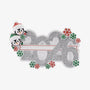 Blank 2026 penguin family of 2 ornament with two penguins in Santa hats, glittery silver numbers, festive snowflakes, and a blank banner for personalization.