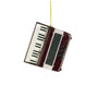 Burgundy accordion ornament with keyboard, bellows, and button details