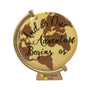 Adventure Begins globe ornament personalizing example with “Newlyweds” and year on the base
