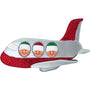 Decorative airplane ornament with three faces on a white background