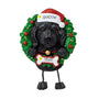 Personalized Black Labradoodle ornament example with name on Santa hat and year on bone-shaped plaque