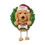 Personalized Brown Labradoodle ornament example with name on Santa hat and year on bone-shaped plaque