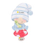 Personalized baby boy gnome on mushroom ornament with a name on the hat and space for a year on the mushroom stem.