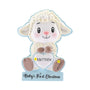 Personalized baby’s first Christmas lamb ornament in blue with a name on the heart and year on the lamb’s foot.