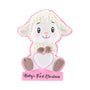 Baby’s first Christmas lamb ornament with pink trim, a pink glitter heart, and a pink base.