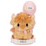 Personalized pink baby Highland cow ornament with a name on the banner and space for a year on the balloon.