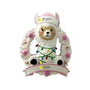 Baby llama ornament personalizing example with name on pink Santa hat and year on front banner