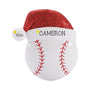 Personalized baseball ornament with a name on the Santa hat and year on the hat pom-pom.