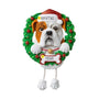 Personalized Bulldog ornament example with name on Santa hat and year on bone-shaped plaque