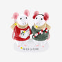Personalized caroling mice couple ornament with names on the scarves, “Fa La La Love” on the base, and year on the songbook.