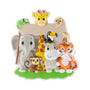Personalized cartoon zoo animals ornament with a giraffe, elephant, tiger, monkey, hippo, toucan, snake, and chameleon.