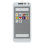 White smartphone ornament with colorful app icons on a white background