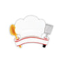 Personalized chef hat ornament with a white chef hat, cooking spoon, spatula, and blank banner for a name and year.
