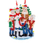 Personalized JOY family of 5 ornament with names on the hats, a family name on the base, and space for a year.