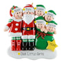 Personalized Christmas ornament with Santa and family members on a white background