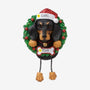 Personalized Dachshund ornament example with name on Santa hat and year on bone-shaped plaque