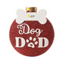 Personalized dog dad ornament with a name on the white bone accent and year added to the gold ornament cap.