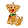 Personalized gingerbread dog ornament with a name on the green collar and year on the red heart tag.