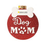 Personalized dog mom ornament with a name on the white bone accent and year added to the gold ornament cap.