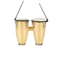 Double conga drum ornament with cream drumheads and black hanging cord