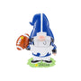 Personalized football player gnome ornament with a name on the grass base and space for a year on the football.