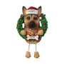 Personalized German Shepherd ornament example with name on Santa hat and year on bone-shaped plaque