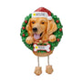 Personalized Golden Retriever ornament example with name on Santa hat and year on bone-shaped plaque