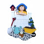 Personalized Gardener's Life Ornament woman leaning on a fence with gardening items