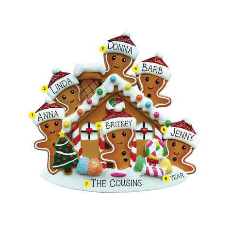 Personalized Gingerbread House Family of 6
