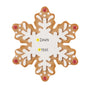 Personalized gingerbread snowflake ornament with a name and year in the white center.