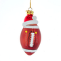 Personalized Glass Football With Santa Hat Ornament