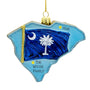 Back view of Personalized Glass South Carolina Ornament showing South Carolina flag design with example personalization for family name and year.