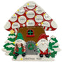 Personalized Gnome Sweet Gnome table top decoration with names on the mushroom roof, names on the gnome hats, and a Christmas message on the base.