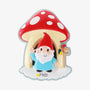 Personalized gnome and mushroom house ornament with a name written on the snowy base and a year added to the mailbox.