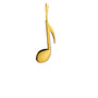 Gold eighth note ornament with ribbon hanger
