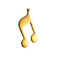 Gold double eighth note ornament with ribbon hanger
