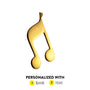 Personalized gold double eighth note ornament shown with name and year option graphic
