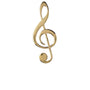 Gold treble clef ornament with polished musical note design