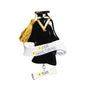 Personalized graduation gown ornament with a graduate’s name and school on the white banner and the year written on the hanging diploma scroll.