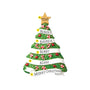 Personalized Christmas tree ornament with space for multiple names on the white ribbon garland, a short holiday message at the bottom, and a year on the gold star topper.